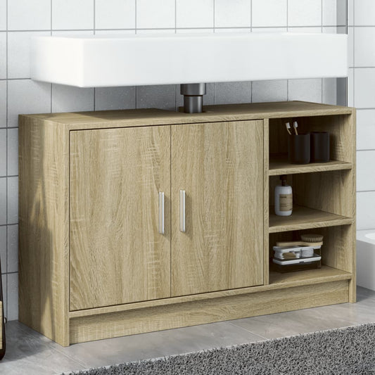 Wastafelkast 90x29x55 cm bewerkt hout sonoma eikenkleurig is nu te koop bij PeponiXL, paradijselijk wonen!