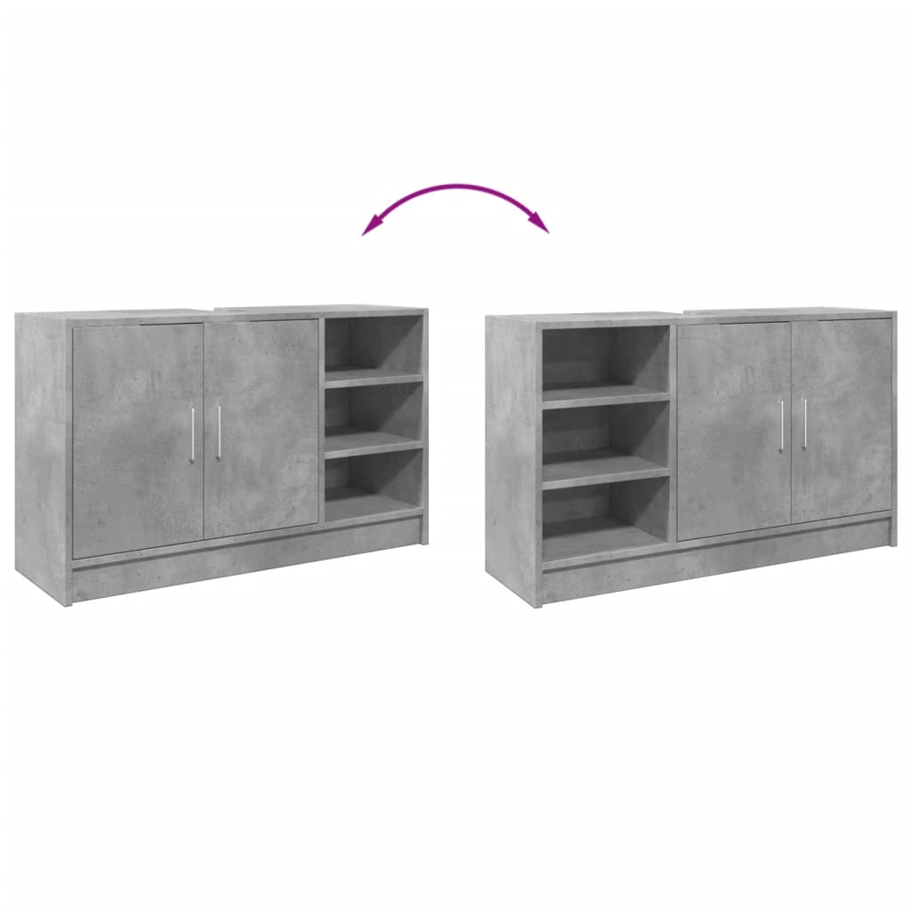 Wastafelkast 90x29x55 cm bewerkt hout betongrijs is nu te koop bij PeponiXL, paradijselijk wonen!
