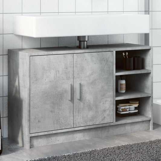Wastafelkast 90x29x55 cm bewerkt hout betongrijs is nu te koop bij PeponiXL, paradijselijk wonen!