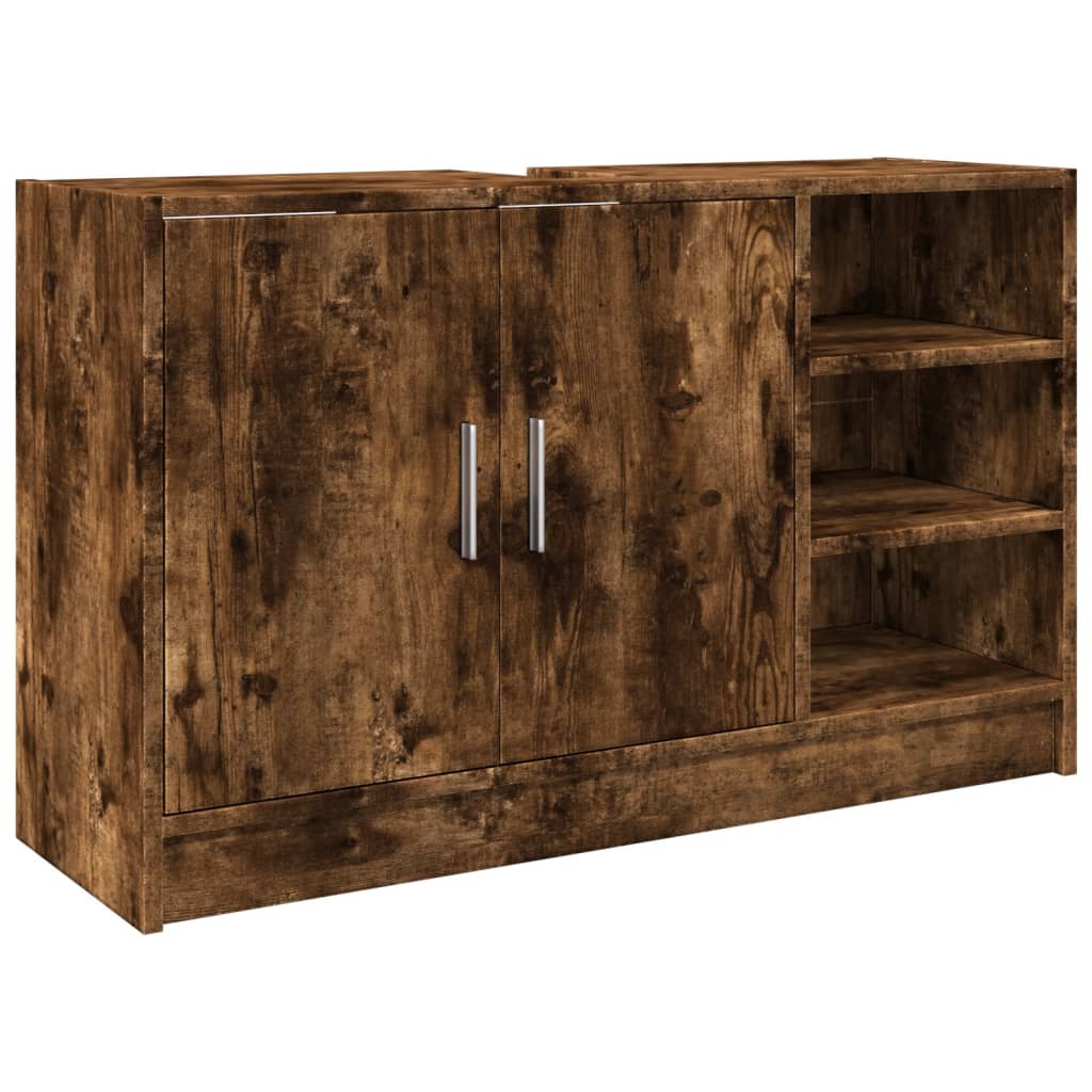 Wastafelkast 90x29x55 cm bewerkt hout gerookt eikenkleurig is nu te koop bij PeponiXL, paradijselijk wonen!