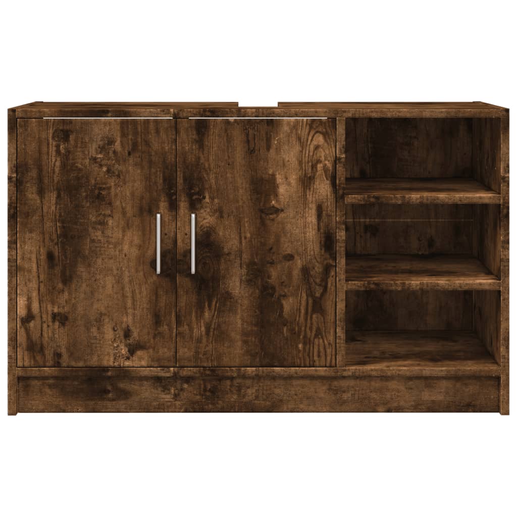Wastafelkast 90x29x55 cm bewerkt hout gerookt eikenkleurig is nu te koop bij PeponiXL, paradijselijk wonen!
