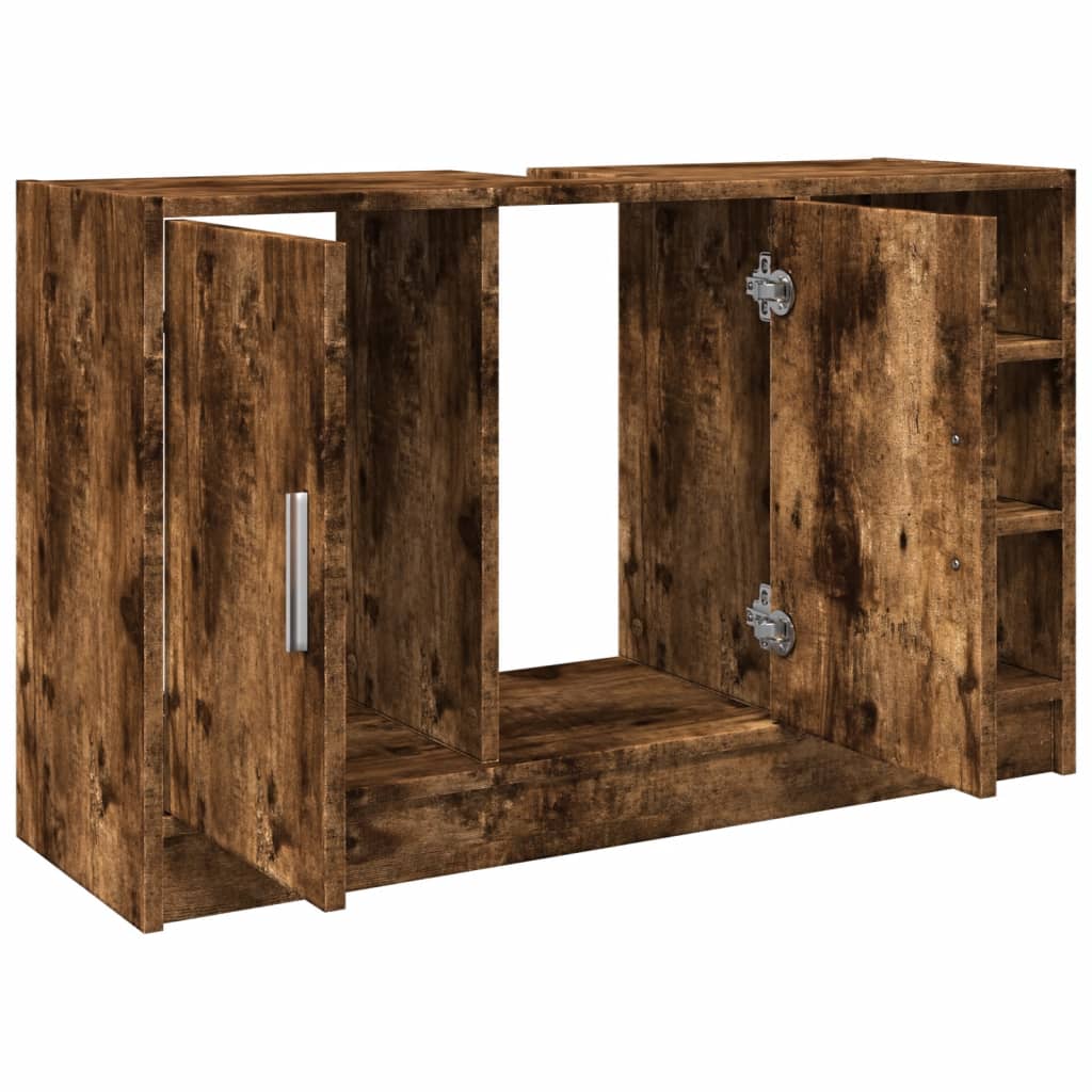 Wastafelkast 90x29x55 cm bewerkt hout gerookt eikenkleurig is nu te koop bij PeponiXL, paradijselijk wonen!