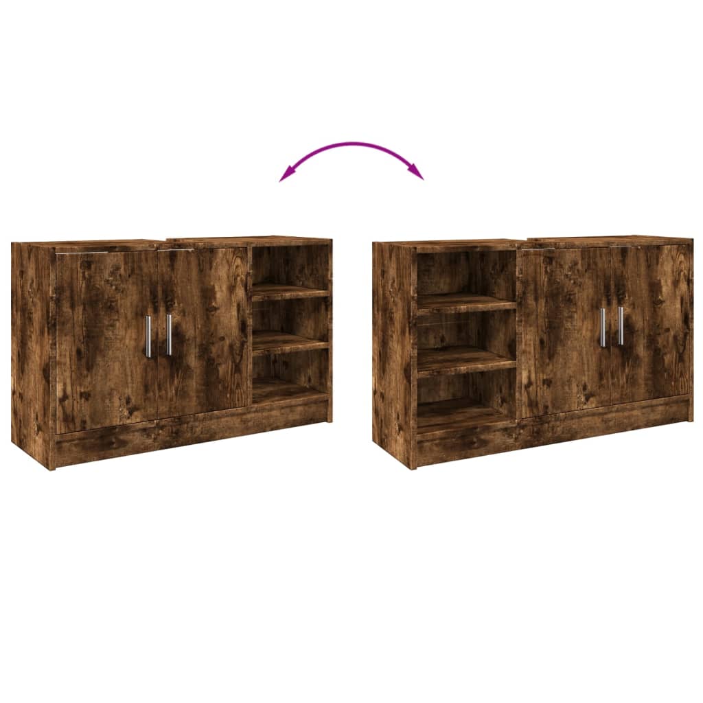 Wastafelkast 90x29x55 cm bewerkt hout gerookt eikenkleurig is nu te koop bij PeponiXL, paradijselijk wonen!