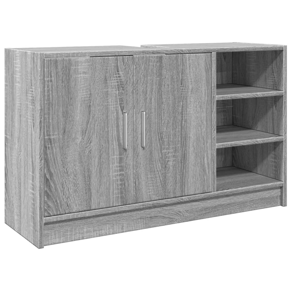 Wastafelkast 90x29x55 cm bewerkt hout grijs sonoma eikenkleurig is nu te koop bij PeponiXL, paradijselijk wonen!