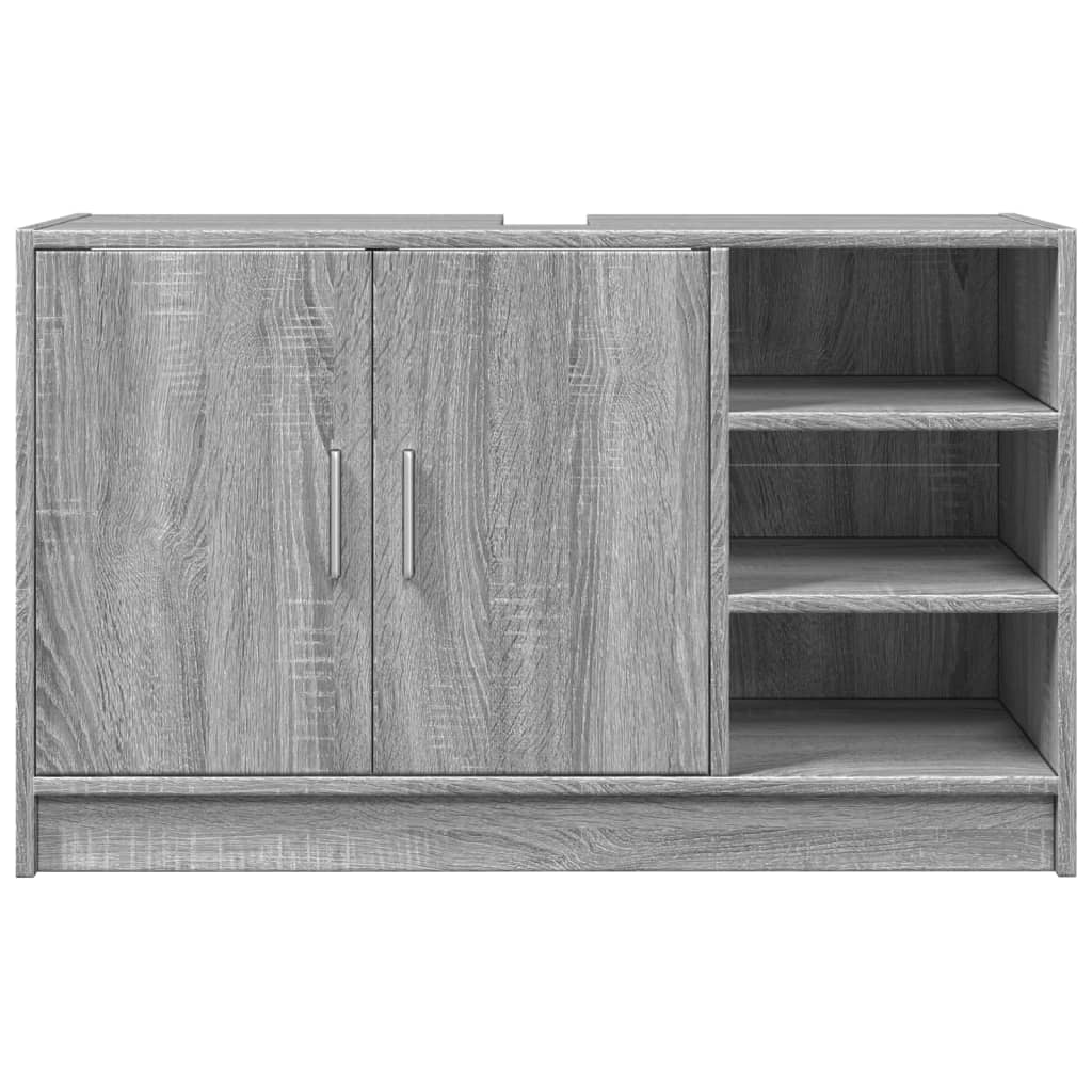 Wastafelkast 90x29x55 cm bewerkt hout grijs sonoma eikenkleurig is nu te koop bij PeponiXL, paradijselijk wonen!