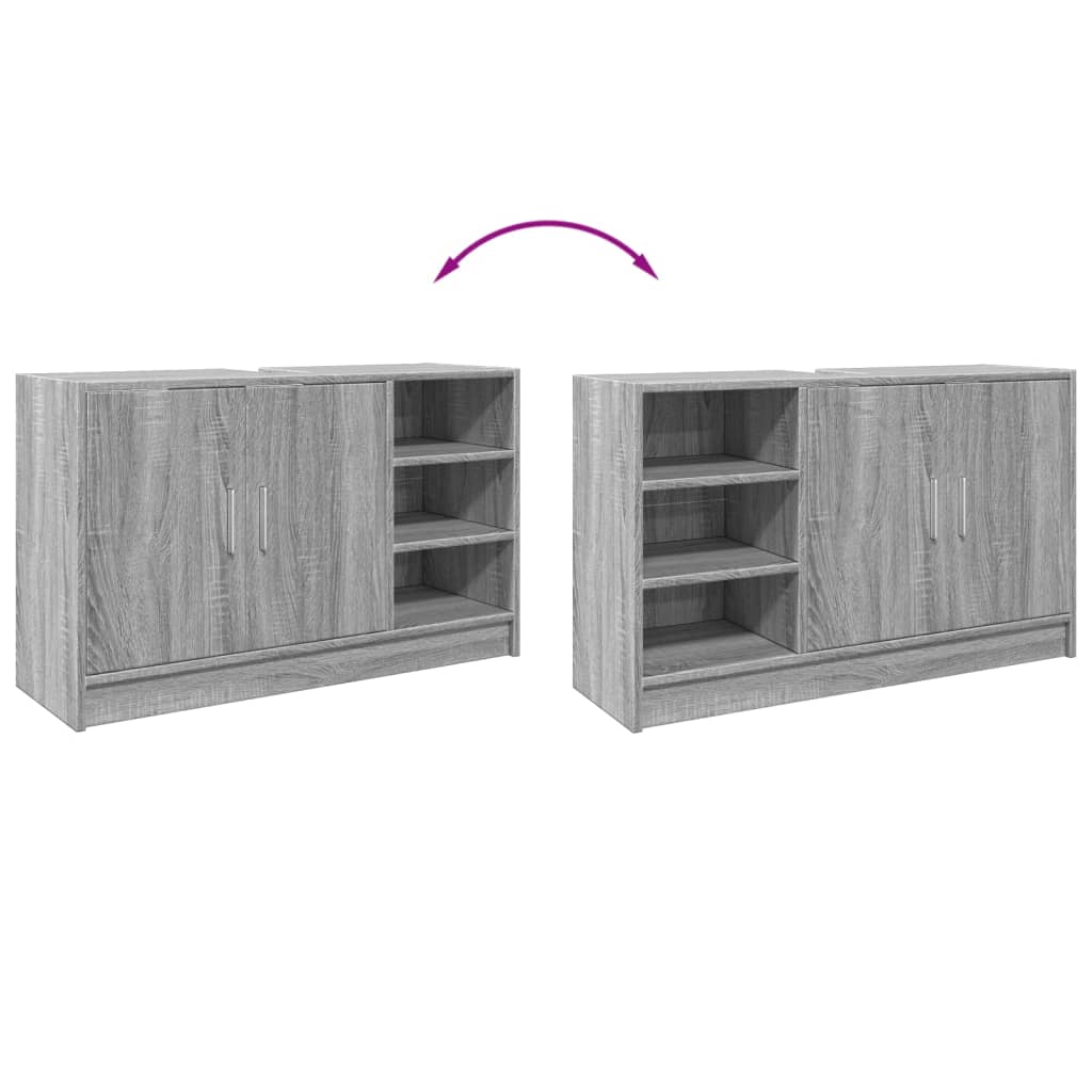Wastafelkast 90x29x55 cm bewerkt hout grijs sonoma eikenkleurig is nu te koop bij PeponiXL, paradijselijk wonen!