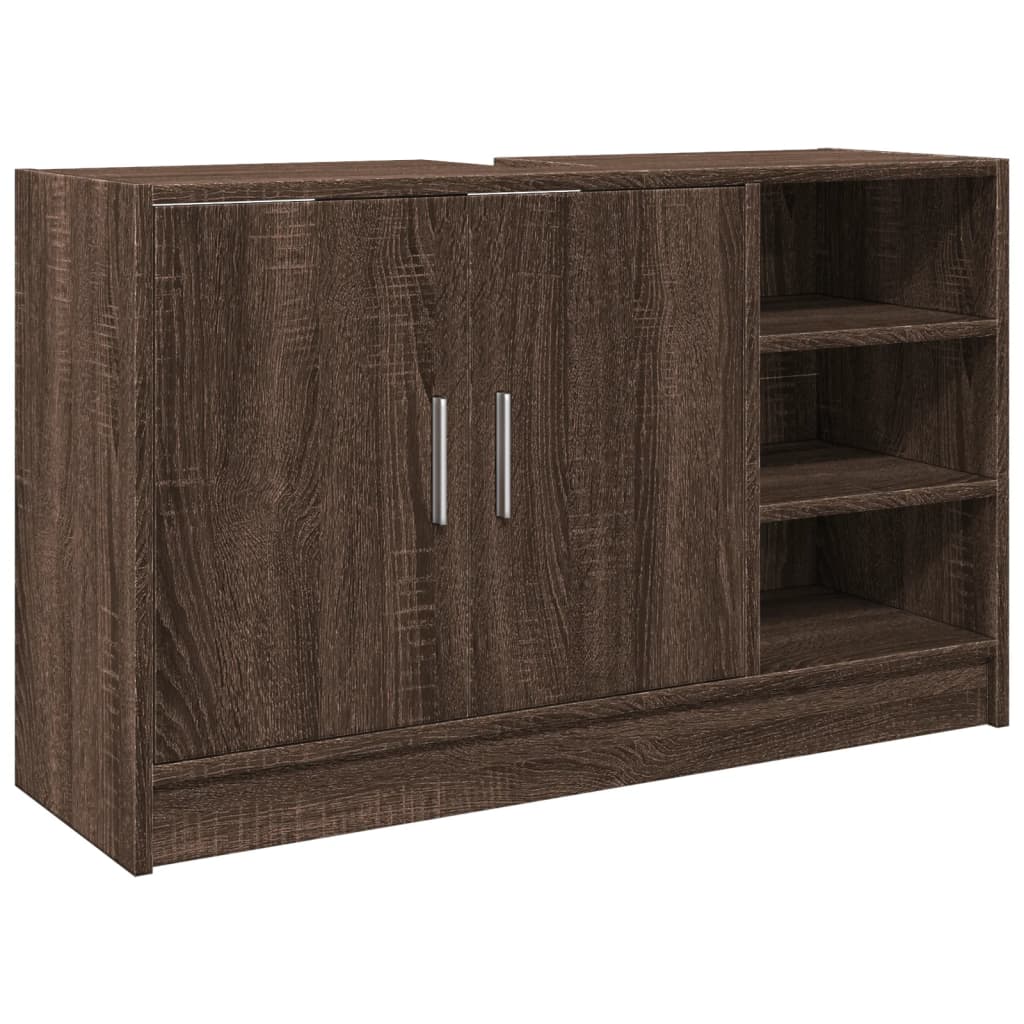 Wastafelkast 90x29x55 cm bewerkt hout bruin eikenkleurig is nu te koop bij PeponiXL, paradijselijk wonen!