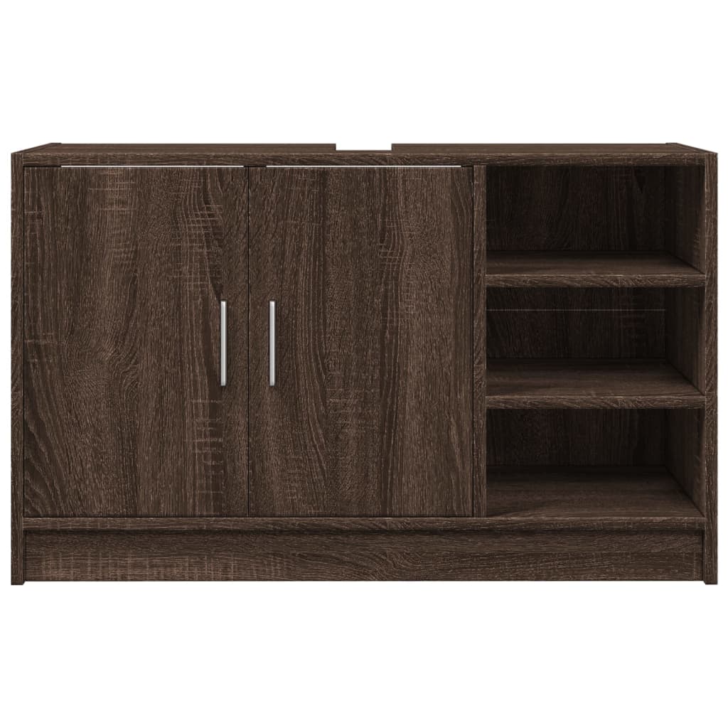 Wastafelkast 90x29x55 cm bewerkt hout bruin eikenkleurig is nu te koop bij PeponiXL, paradijselijk wonen!