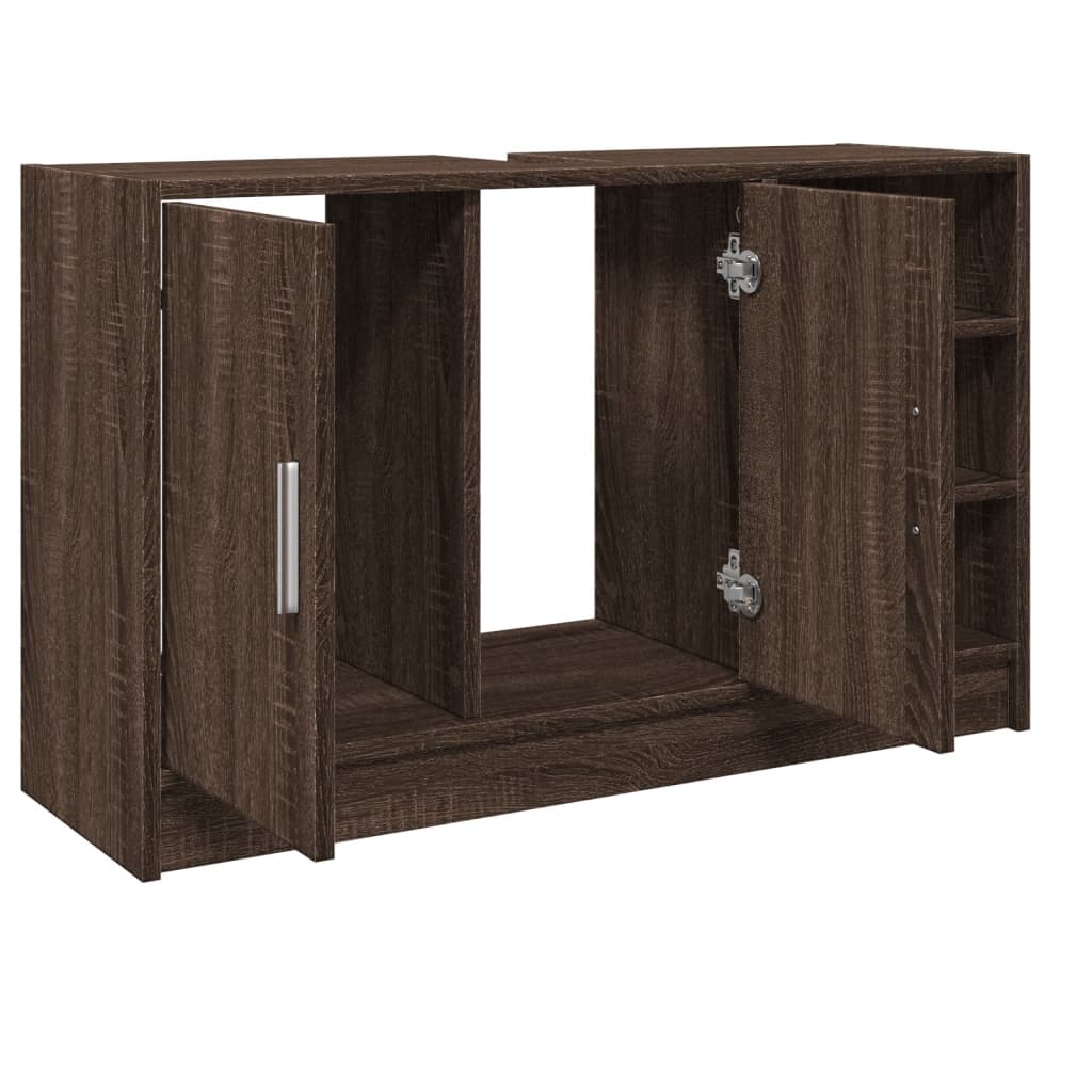 Wastafelkast 90x29x55 cm bewerkt hout bruin eikenkleurig is nu te koop bij PeponiXL, paradijselijk wonen!
