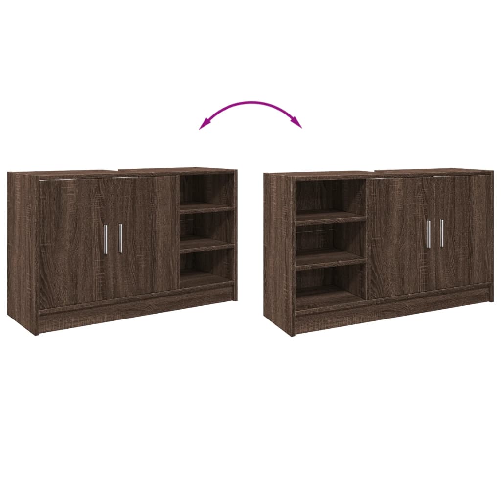 Wastafelkast 90x29x55 cm bewerkt hout bruin eikenkleurig is nu te koop bij PeponiXL, paradijselijk wonen!