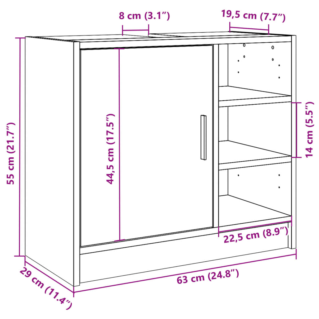 Wastafelkast 63x29x55 cm bewerkt hout wit is nu te koop bij PeponiXL, paradijselijk wonen!