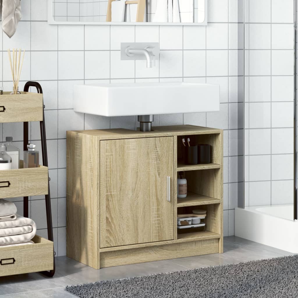 Wastafelkast 63x29x55 cm bewerkt hout sonoma eikenkleurig is nu te koop bij PeponiXL, paradijselijk wonen!