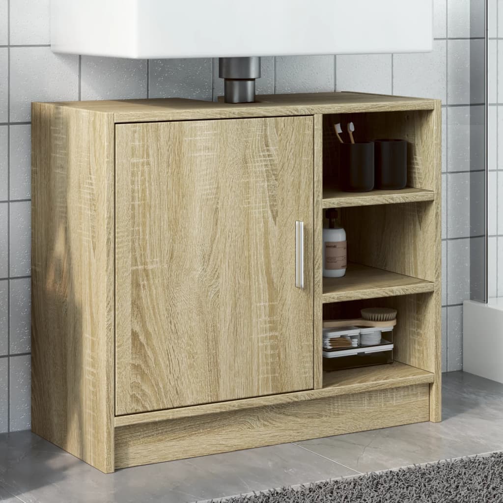 Wastafelkast 63x29x55 cm bewerkt hout sonoma eikenkleurig is nu te koop bij PeponiXL, paradijselijk wonen!