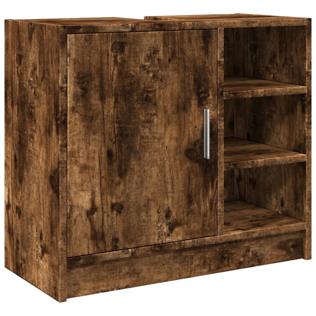 Wastafelkast 63x29x55 cm bewerkt hout gerookt eikenkleurig is nu te koop bij PeponiXL, paradijselijk wonen!