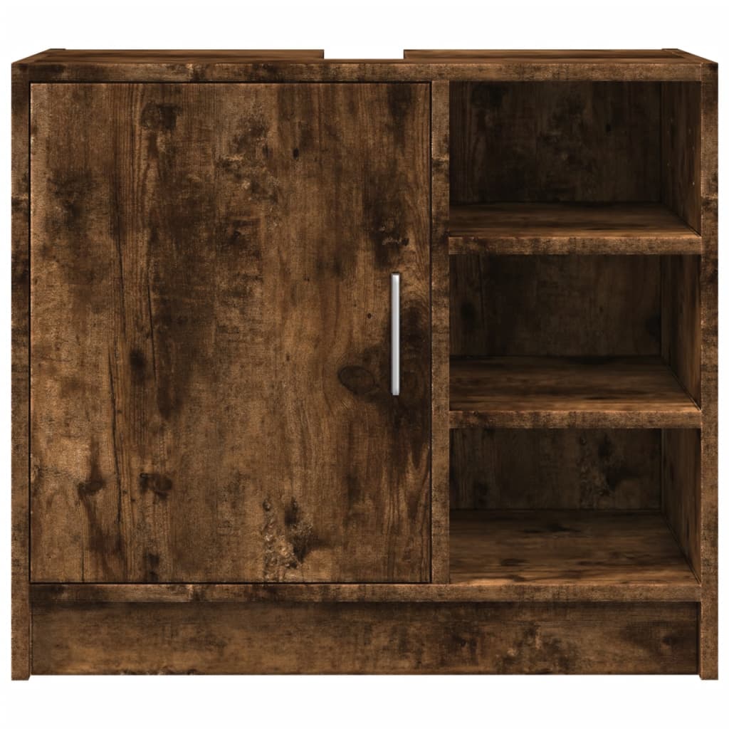 Wastafelkast 63x29x55 cm bewerkt hout gerookt eikenkleurig is nu te koop bij PeponiXL, paradijselijk wonen!