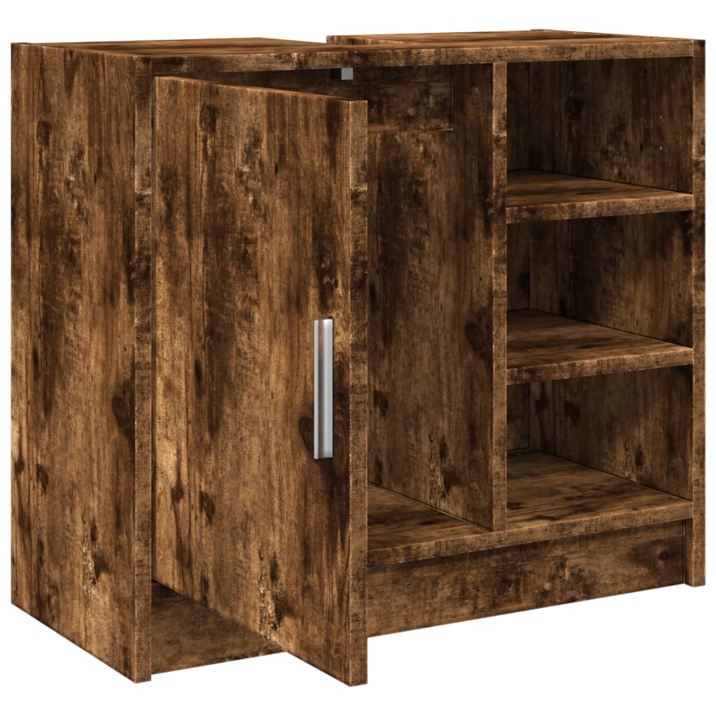 Wastafelkast 63x29x55 cm bewerkt hout gerookt eikenkleurig is nu te koop bij PeponiXL, paradijselijk wonen!