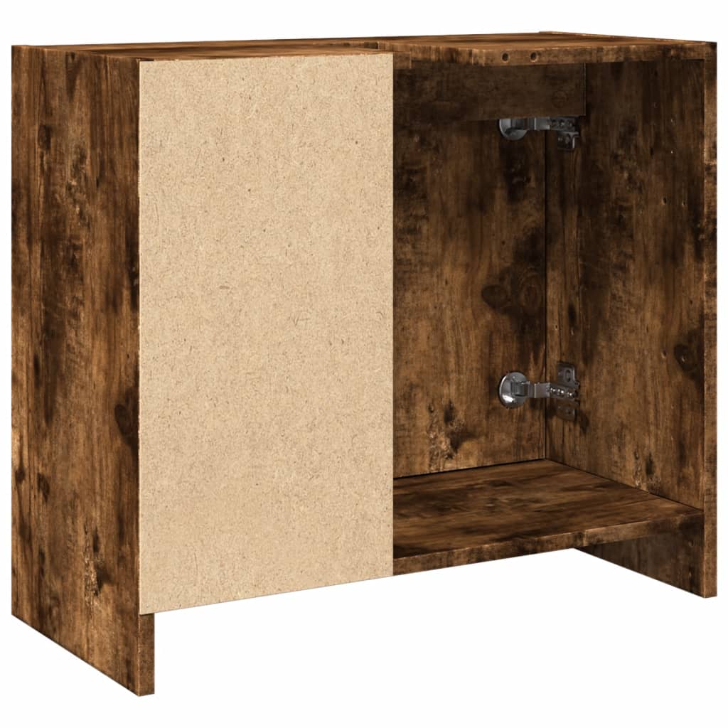 Wastafelkast 63x29x55 cm bewerkt hout gerookt eikenkleurig is nu te koop bij PeponiXL, paradijselijk wonen!