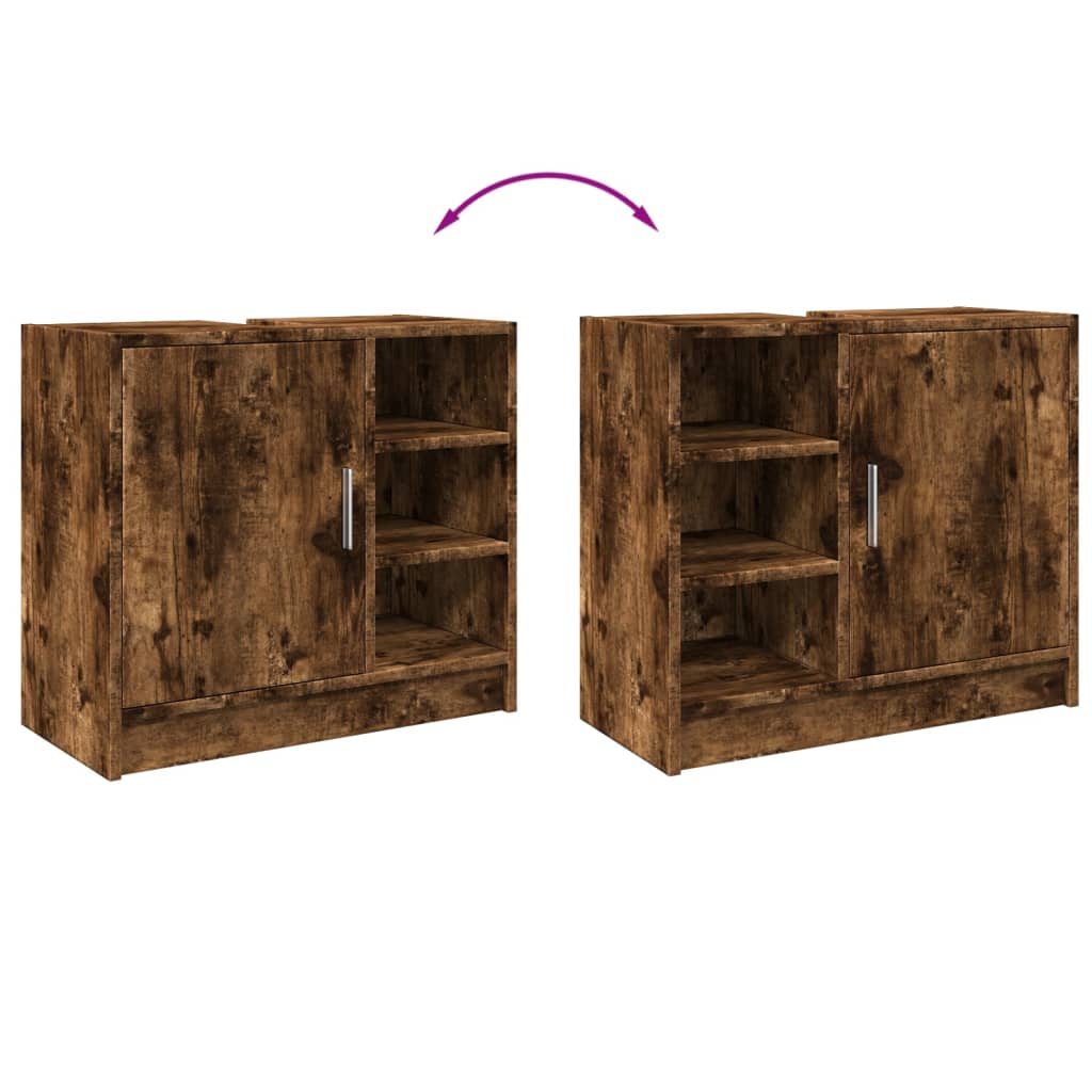 Wastafelkast 63x29x55 cm bewerkt hout gerookt eikenkleurig is nu te koop bij PeponiXL, paradijselijk wonen!