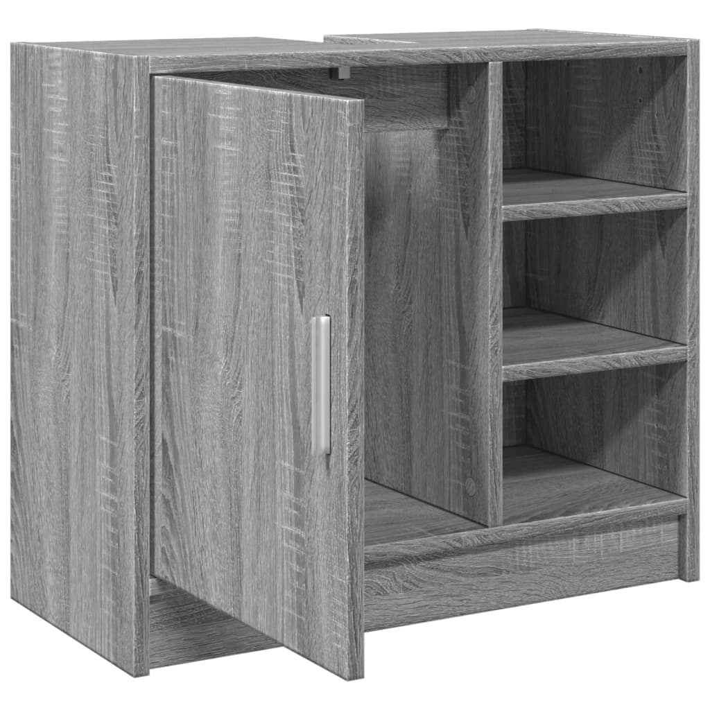 Wastafelkast 63x29x55 cm bewerkt hout grijs sonoma eikenkleurig is nu te koop bij PeponiXL, paradijselijk wonen!