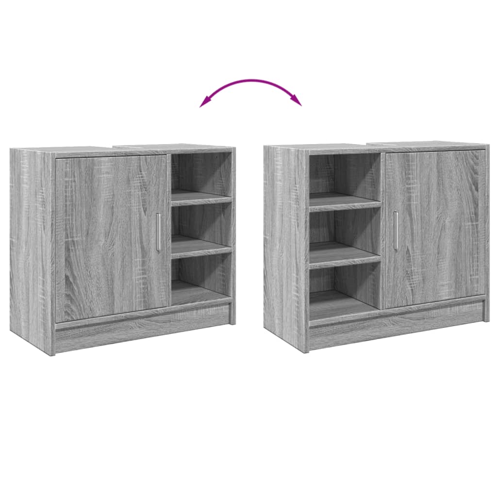 Wastafelkast 63x29x55 cm bewerkt hout grijs sonoma eikenkleurig is nu te koop bij PeponiXL, paradijselijk wonen!