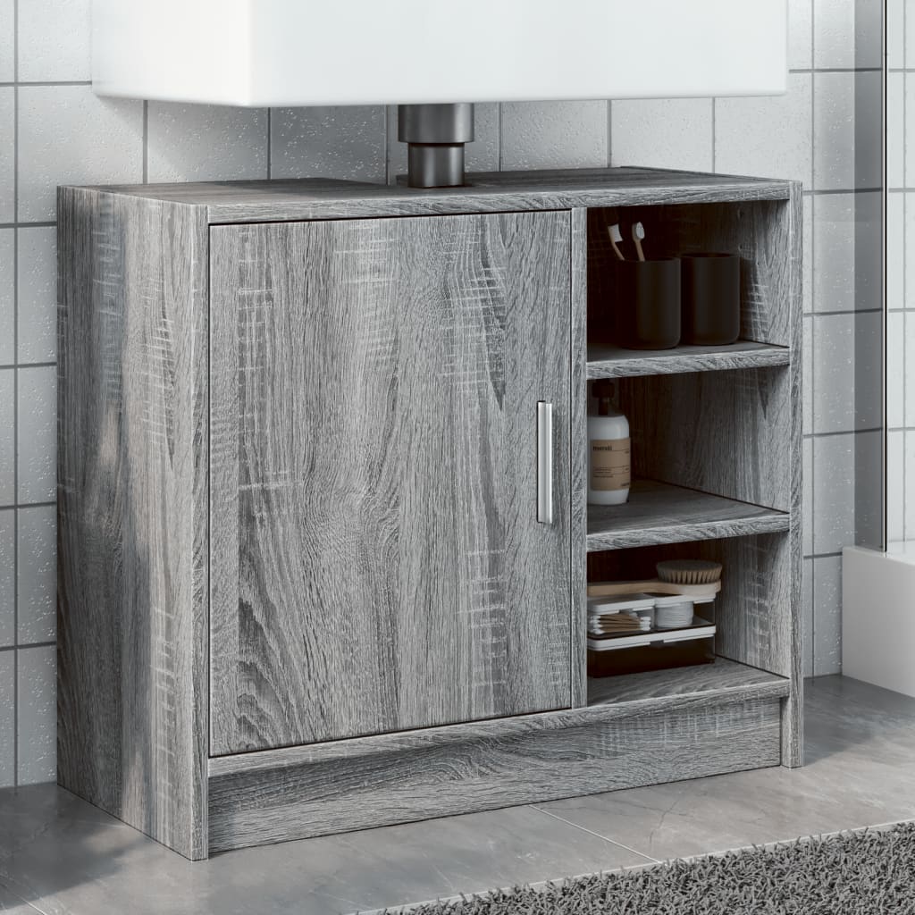Wastafelkast 63x29x55 cm bewerkt hout grijs sonoma eikenkleurig is nu te koop bij PeponiXL, paradijselijk wonen!