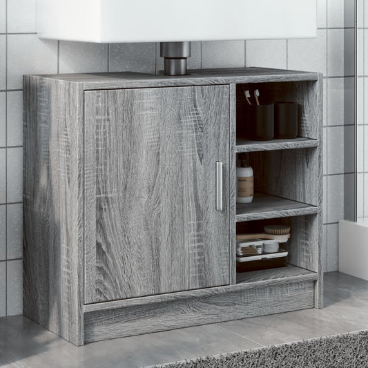 Wastafelkast 63x29x55 cm bewerkt hout grijs sonoma eikenkleurig is nu te koop bij PeponiXL, paradijselijk wonen!