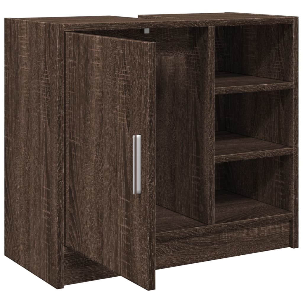 Wastafelkast 63x29x55 cm bewerkt hout bruin eikenkleurigig is nu te koop bij PeponiXL, paradijselijk wonen!