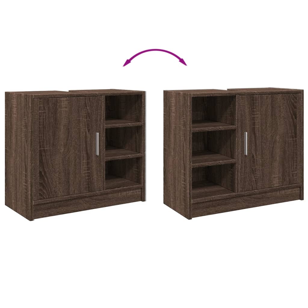 Wastafelkast 63x29x55 cm bewerkt hout bruin eikenkleurigig is nu te koop bij PeponiXL, paradijselijk wonen!