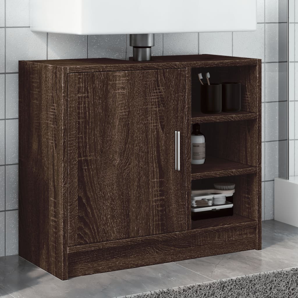 Wastafelkast 63x29x55 cm bewerkt hout bruin eikenkleurigig is nu te koop bij PeponiXL, paradijselijk wonen!