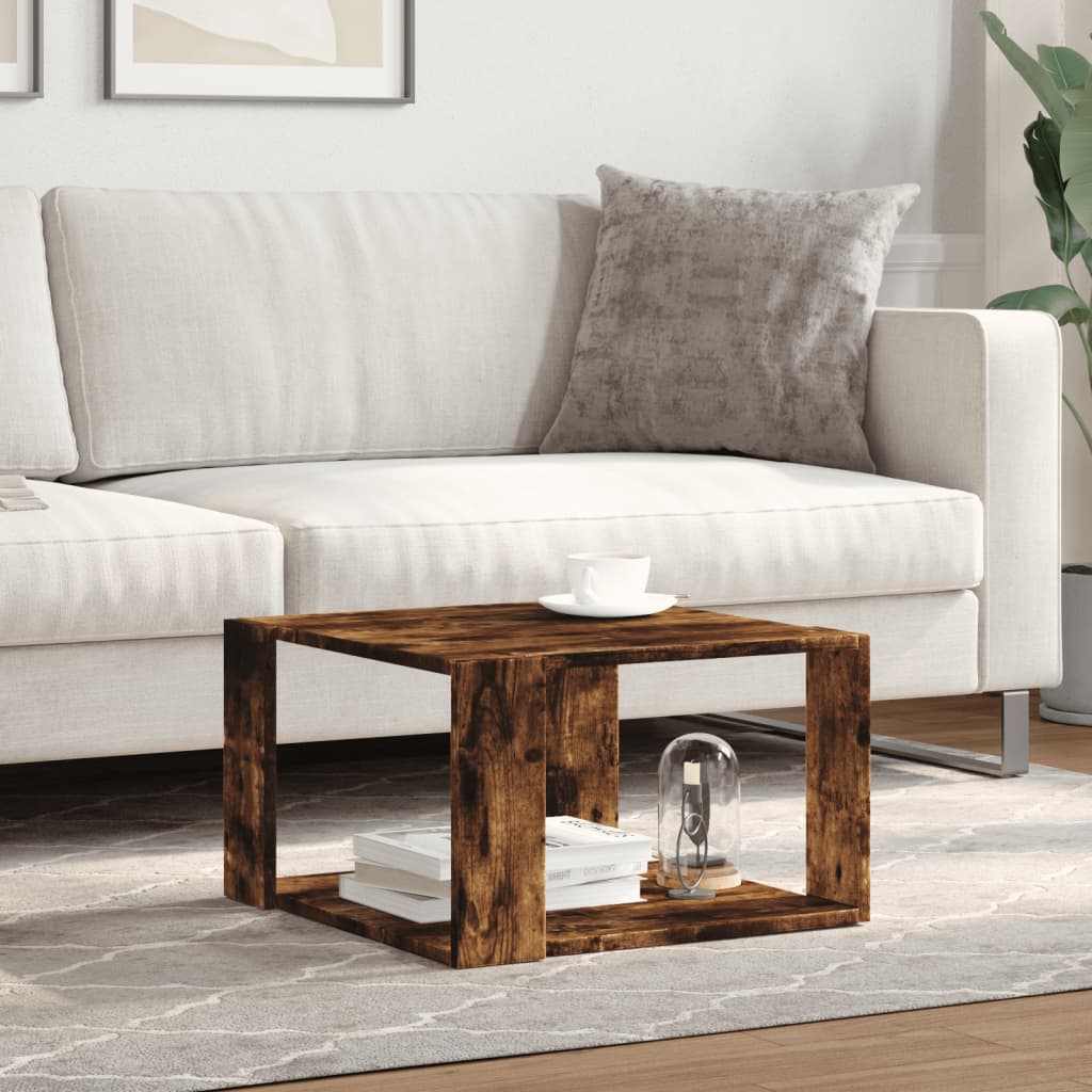 Salontafel 51,5x51,5x30 cm bewerkt hout gerookt eikenkleurig is nu te koop bij PeponiXL, paradijselijk wonen!