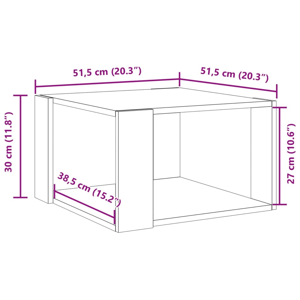 Salontafel 51,5x51,5x30 cm bewerkt hout gerookt eikenkleurig is nu te koop bij PeponiXL, paradijselijk wonen!