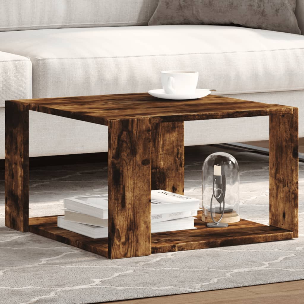 Salontafel 51,5x51,5x30 cm bewerkt hout gerookt eikenkleurig is nu te koop bij PeponiXL, paradijselijk wonen!