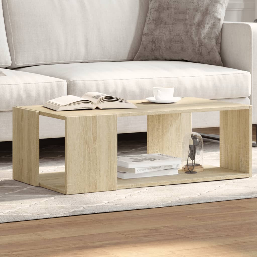 Salontafel 89,5x48x30 cm bewerkt hout sonoma eikenkleurig is nu te koop bij PeponiXL, paradijselijk wonen!