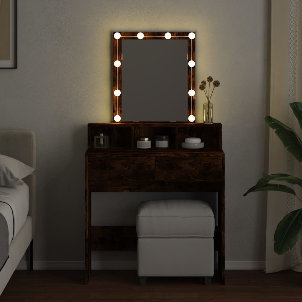 Kaptafel met LED 80x41x144,5 cm gerookt eikenkleurig is nu te koop bij PeponiXL, paradijselijk wonen!