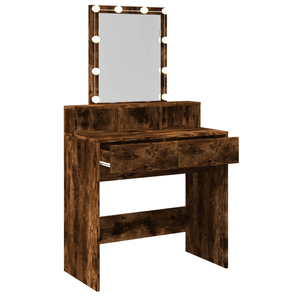 Kaptafel met LED 80x41x144,5 cm gerookt eikenkleurig is nu te koop bij PeponiXL, paradijselijk wonen!