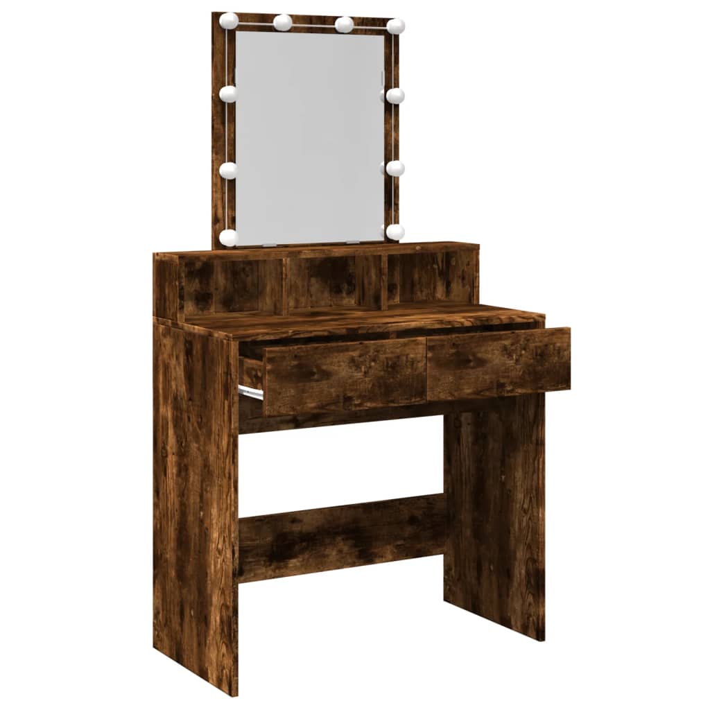 Kaptafel met LED 80x41x144,5 cm gerookt eikenkleurig is nu te koop bij PeponiXL, paradijselijk wonen!