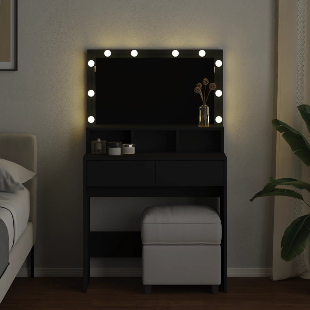 Kaptafel met LED 80x41x134,5 cm zwart is nu te koop bij PeponiXL, paradijselijk wonen!