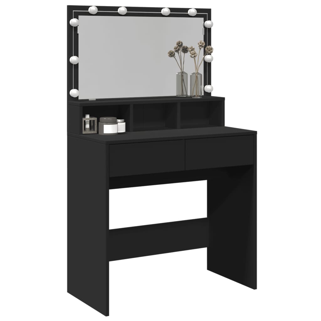 Kaptafel met LED 80x41x134,5 cm zwart is nu te koop bij PeponiXL, paradijselijk wonen!