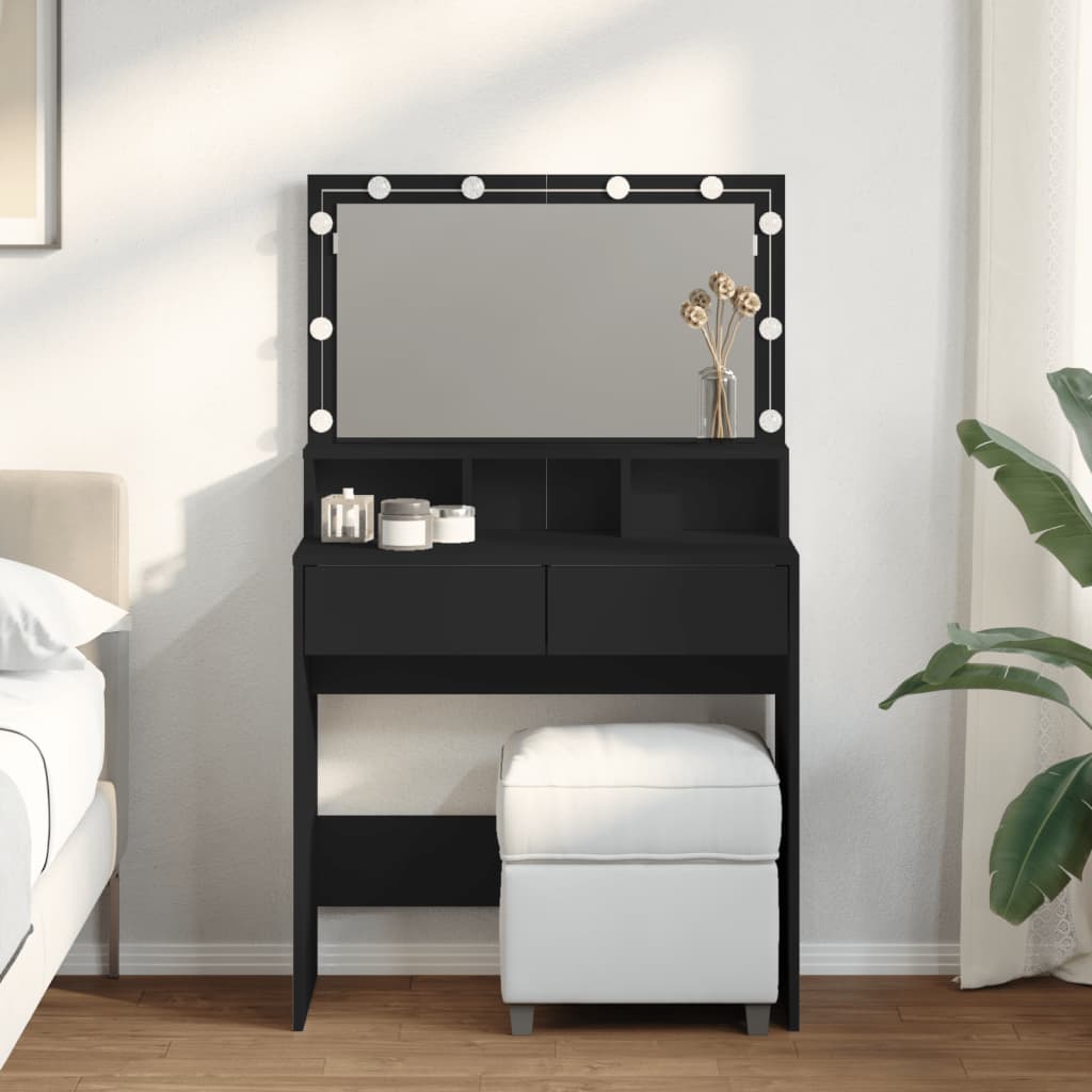 Kaptafel met LED 80x41x134,5 cm zwart is nu te koop bij PeponiXL, paradijselijk wonen!