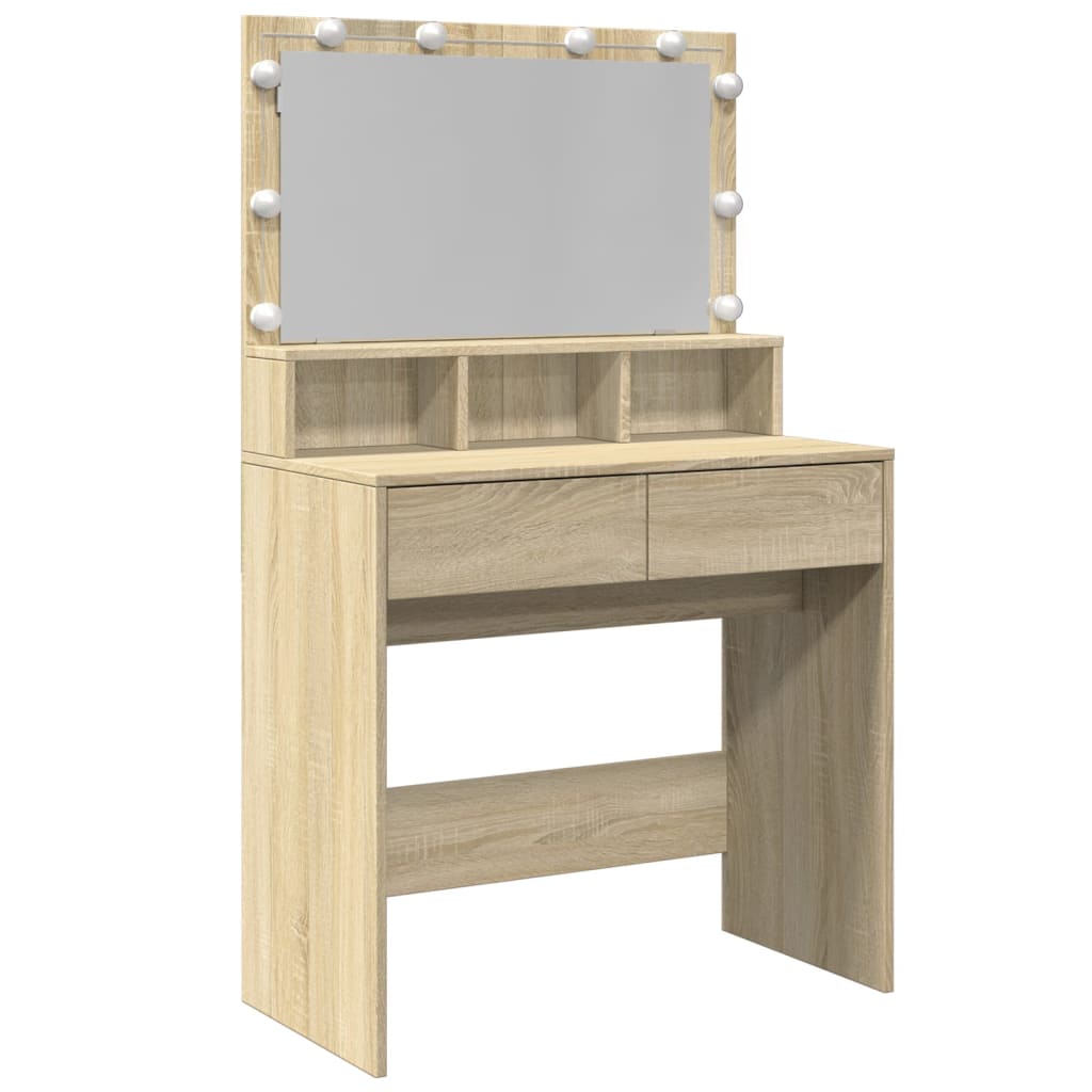 Kaptafel met LED 80x41x134,5 cm sonoma eikenkleurig is nu te koop bij PeponiXL, paradijselijk wonen!