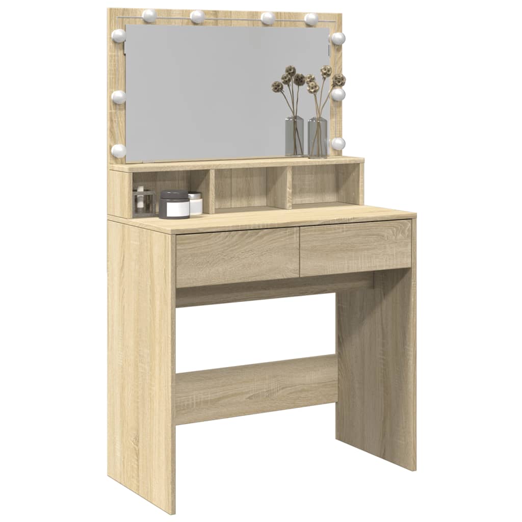 Kaptafel met LED 80x41x134,5 cm sonoma eikenkleurig is nu te koop bij PeponiXL, paradijselijk wonen!