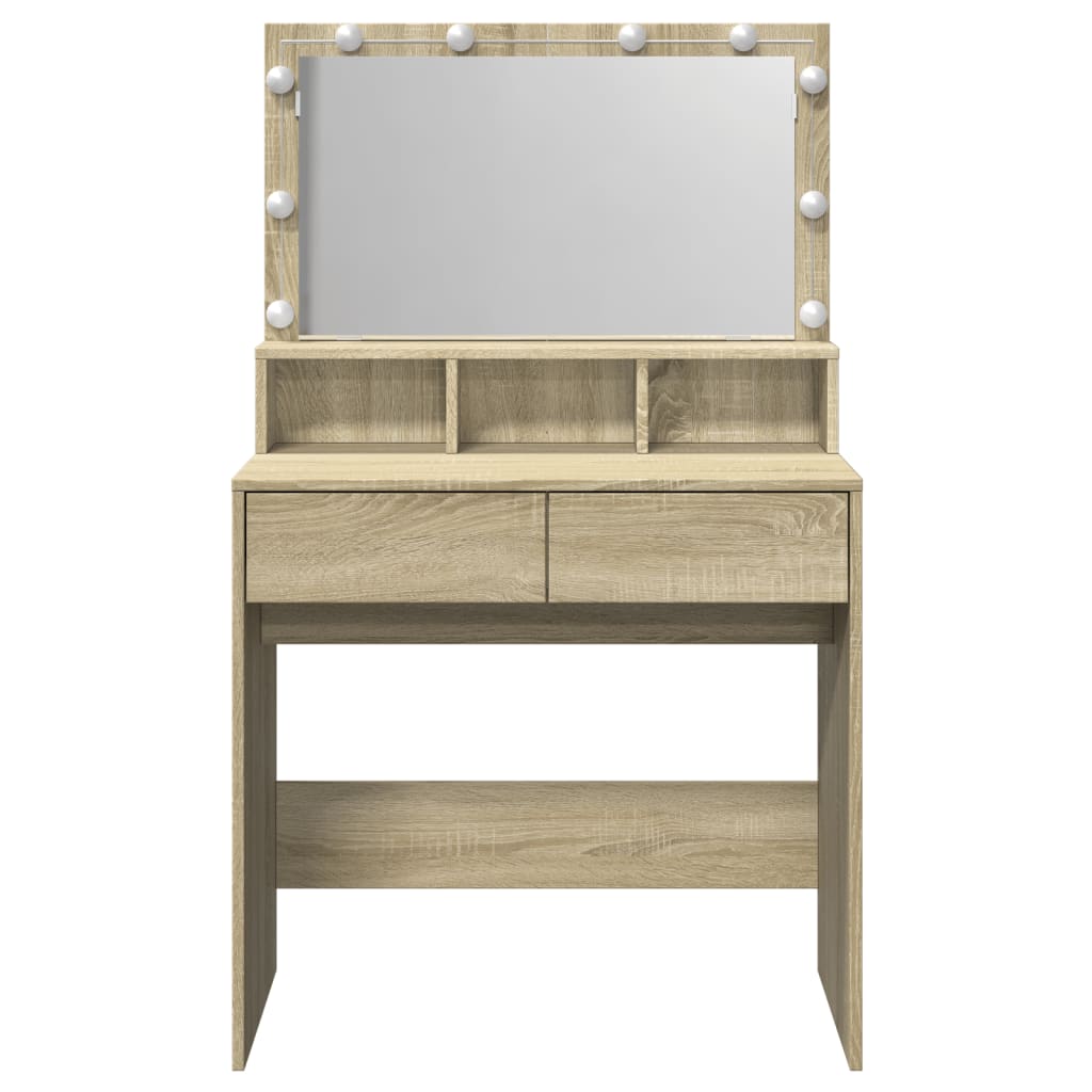 Kaptafel met LED 80x41x134,5 cm sonoma eikenkleurig is nu te koop bij PeponiXL, paradijselijk wonen!