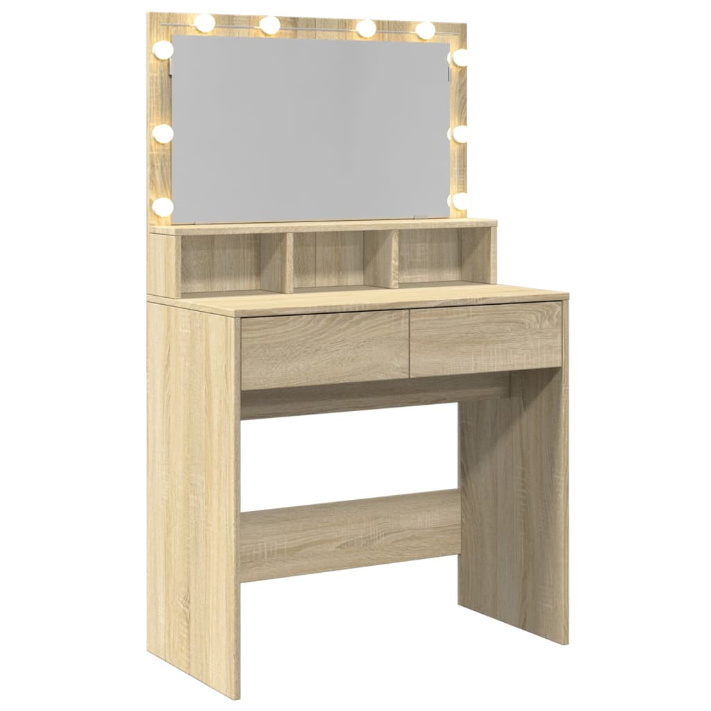 Kaptafel met LED 80x41x134,5 cm sonoma eikenkleurig is nu te koop bij PeponiXL, paradijselijk wonen!