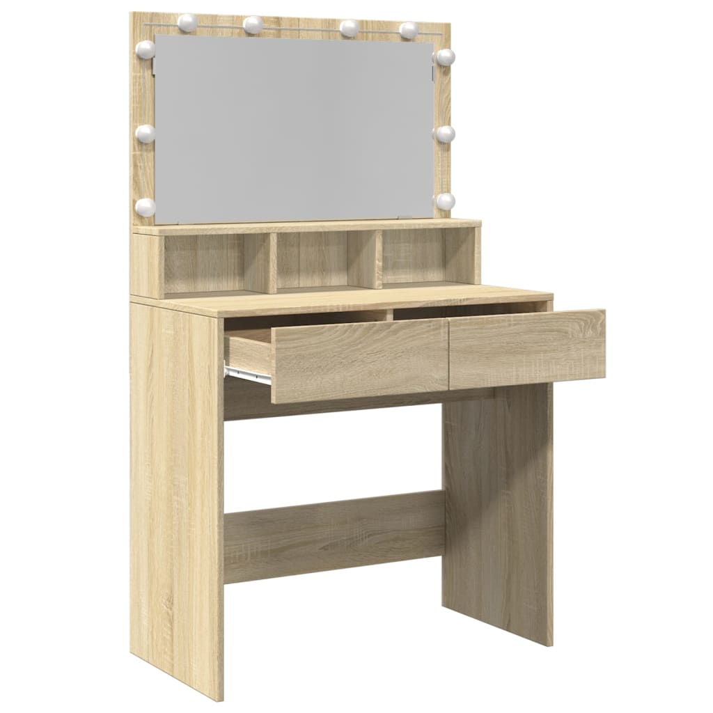 Kaptafel met LED 80x41x134,5 cm sonoma eikenkleurig is nu te koop bij PeponiXL, paradijselijk wonen!