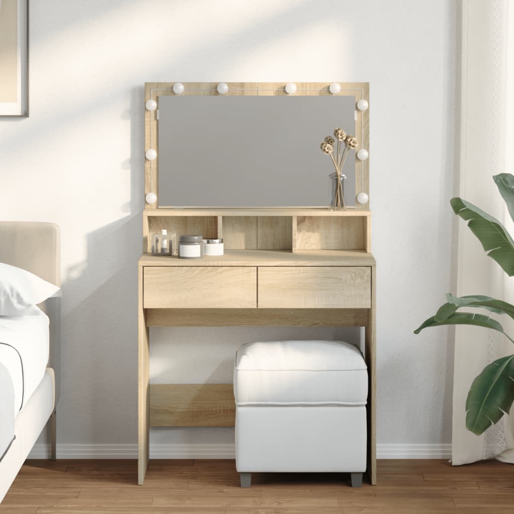 Kaptafel met LED 80x41x134,5 cm sonoma eikenkleurig is nu te koop bij PeponiXL, paradijselijk wonen!