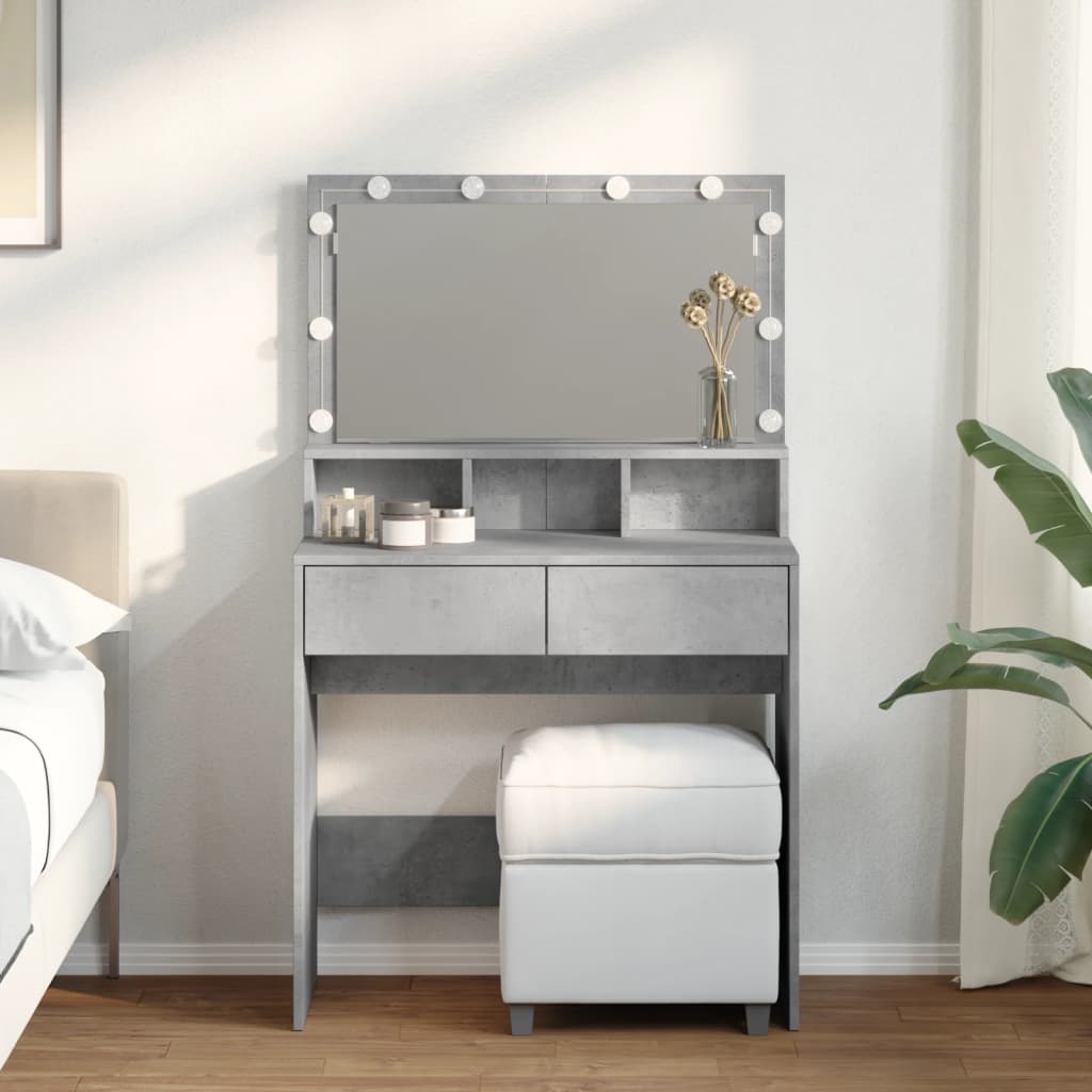 Kaptafel met LED 80x41x134,5 cm betongrijs is nu te koop bij PeponiXL, paradijselijk wonen!