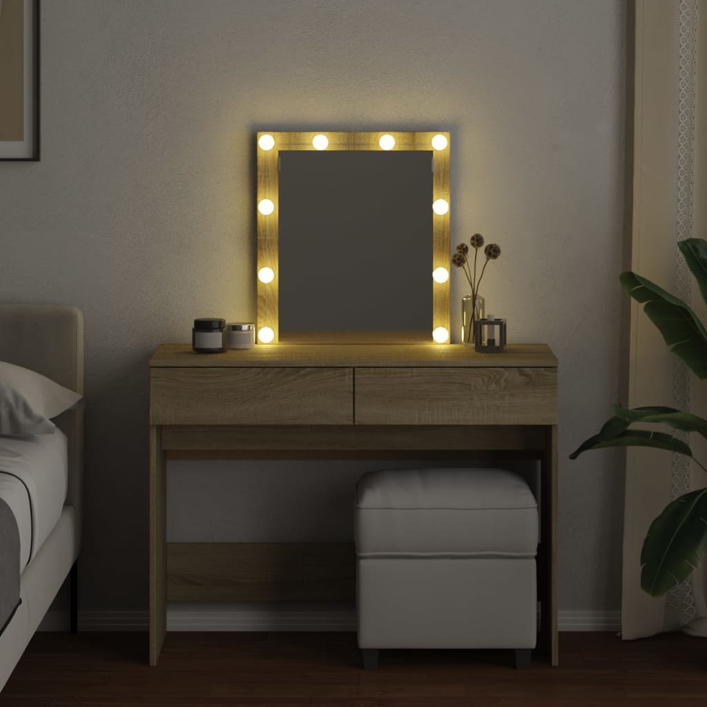 Kaptafel met LED-verlichting 100x40x130 cm sonoma eikenkleurig is nu te koop bij PeponiXL, paradijselijk wonen!