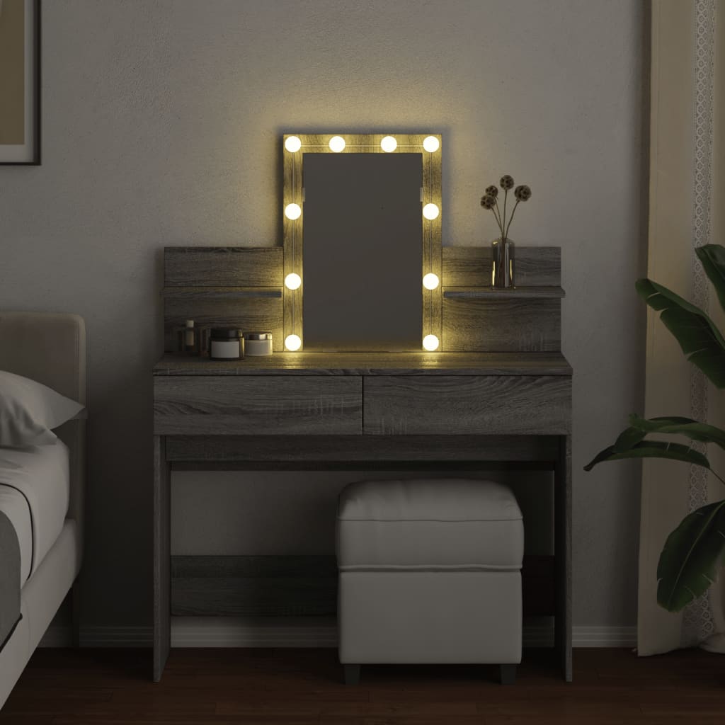 Kaptafel met LED-verlichting 100x40x130 cm grijs sonoma is nu te koop bij PeponiXL, paradijselijk wonen!