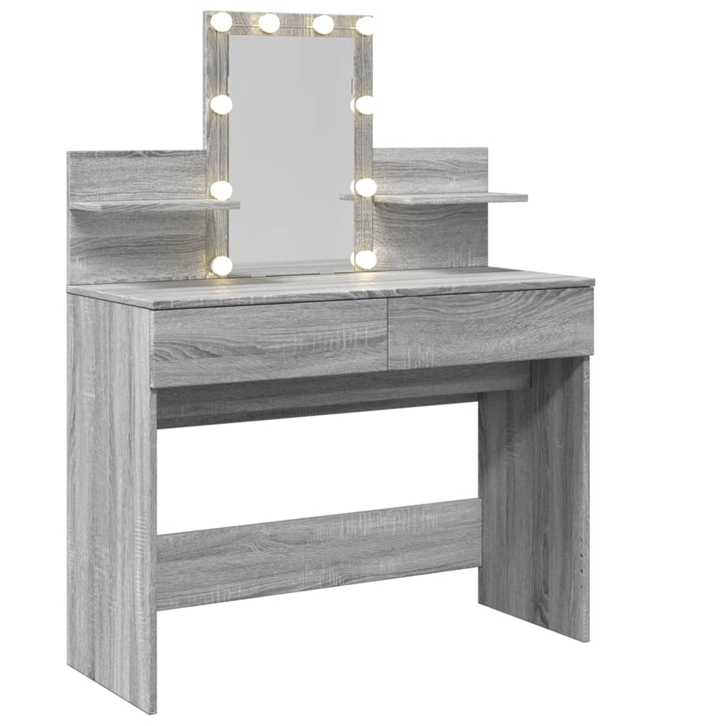 Kaptafel met LED-verlichting 100x40x130 cm grijs sonoma is nu te koop bij PeponiXL, paradijselijk wonen!