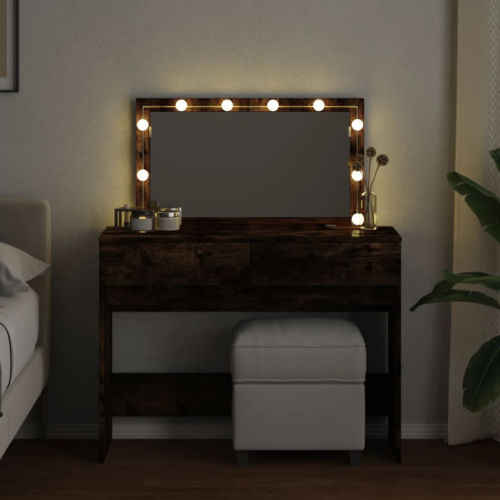 Kaptafel met LED 100x40x120 cm gerookt eikenkleurig is nu te koop bij PeponiXL, paradijselijk wonen!